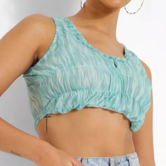Boohoo Green Mesh Corset Top - Picture 14 of 14